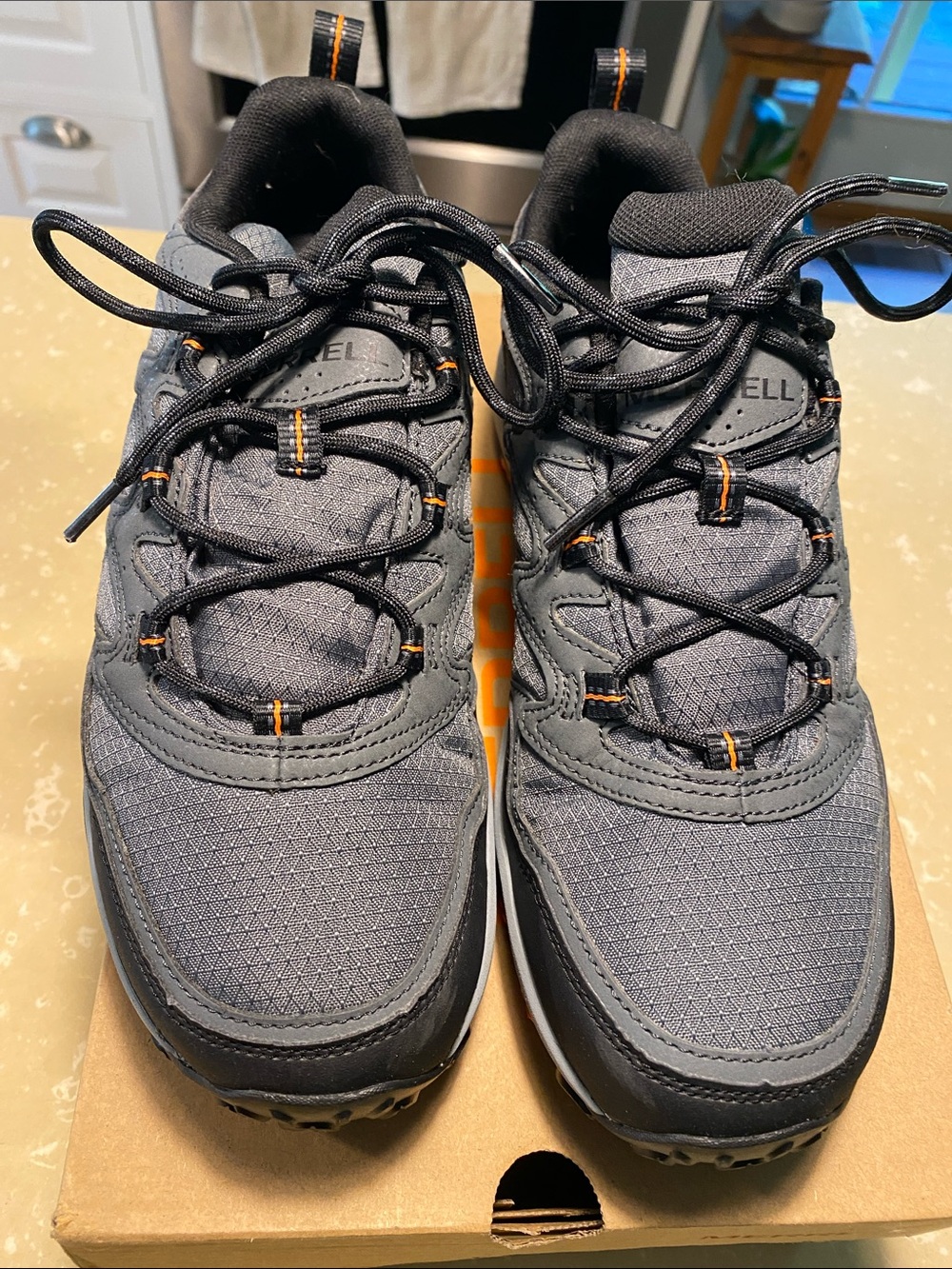 Merrell Men's Gray Athletic Trail Shoes with Orange Accents